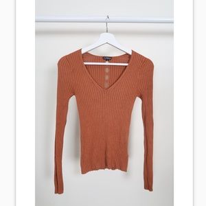 EXPRESS burnt orange V neck sweater